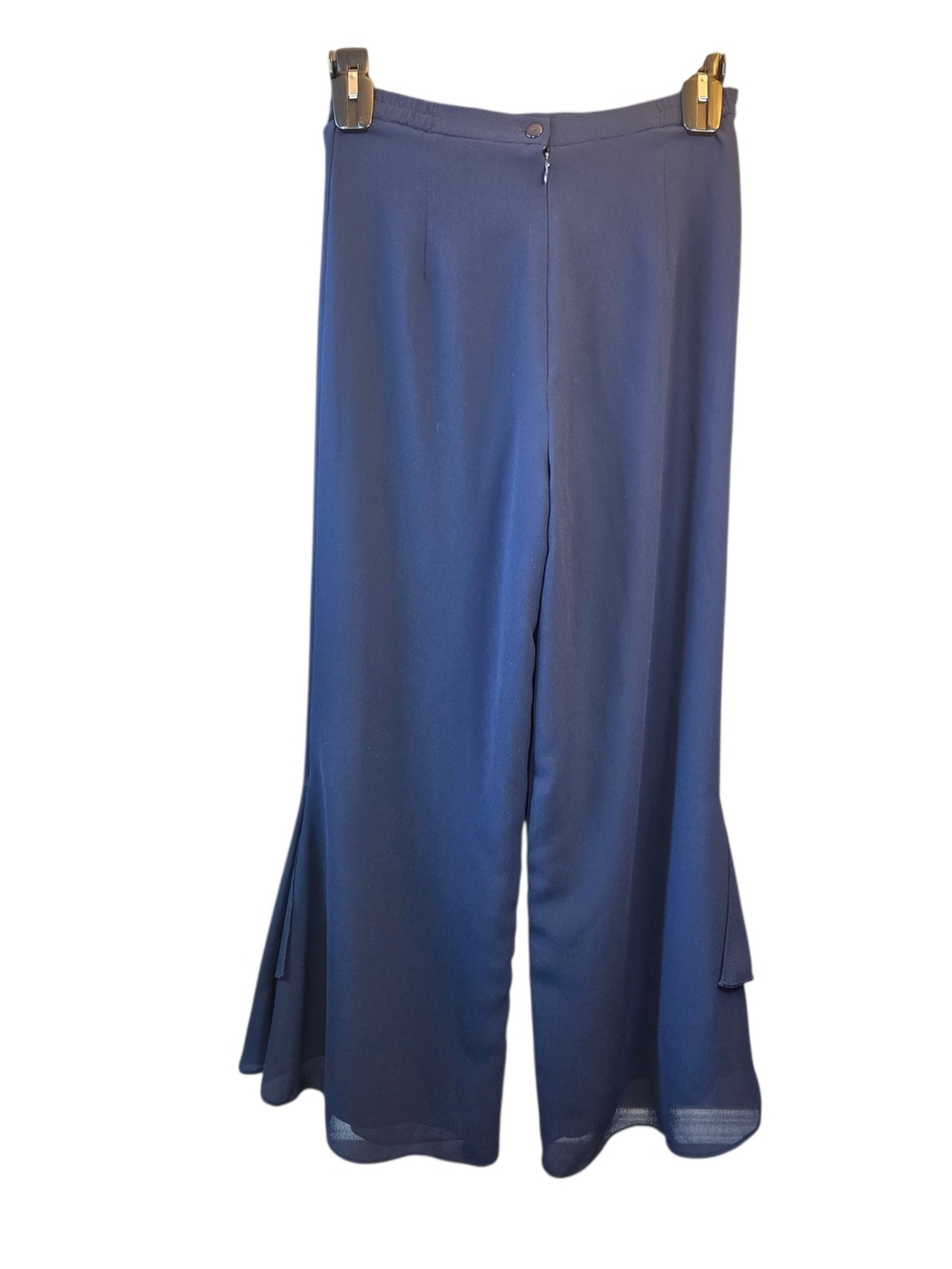 Lori Ann Navy Wide-Leg Flounce Hem Pants Size 8